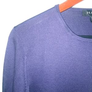 Harlan M Silk Knit Long Sleeved Crew Neck Pullover Top Eggplant